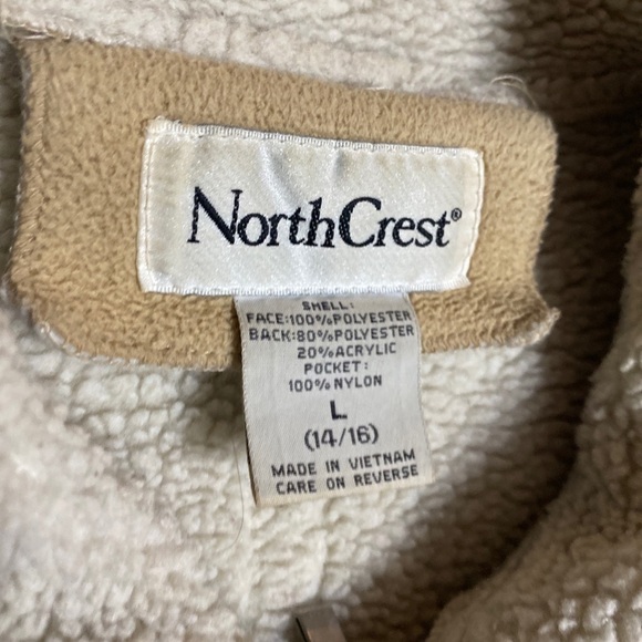 North Crest Classic Womens L 10-12 Lt Beige Zip Front Fleece Jacket. - Picture 8 of 11